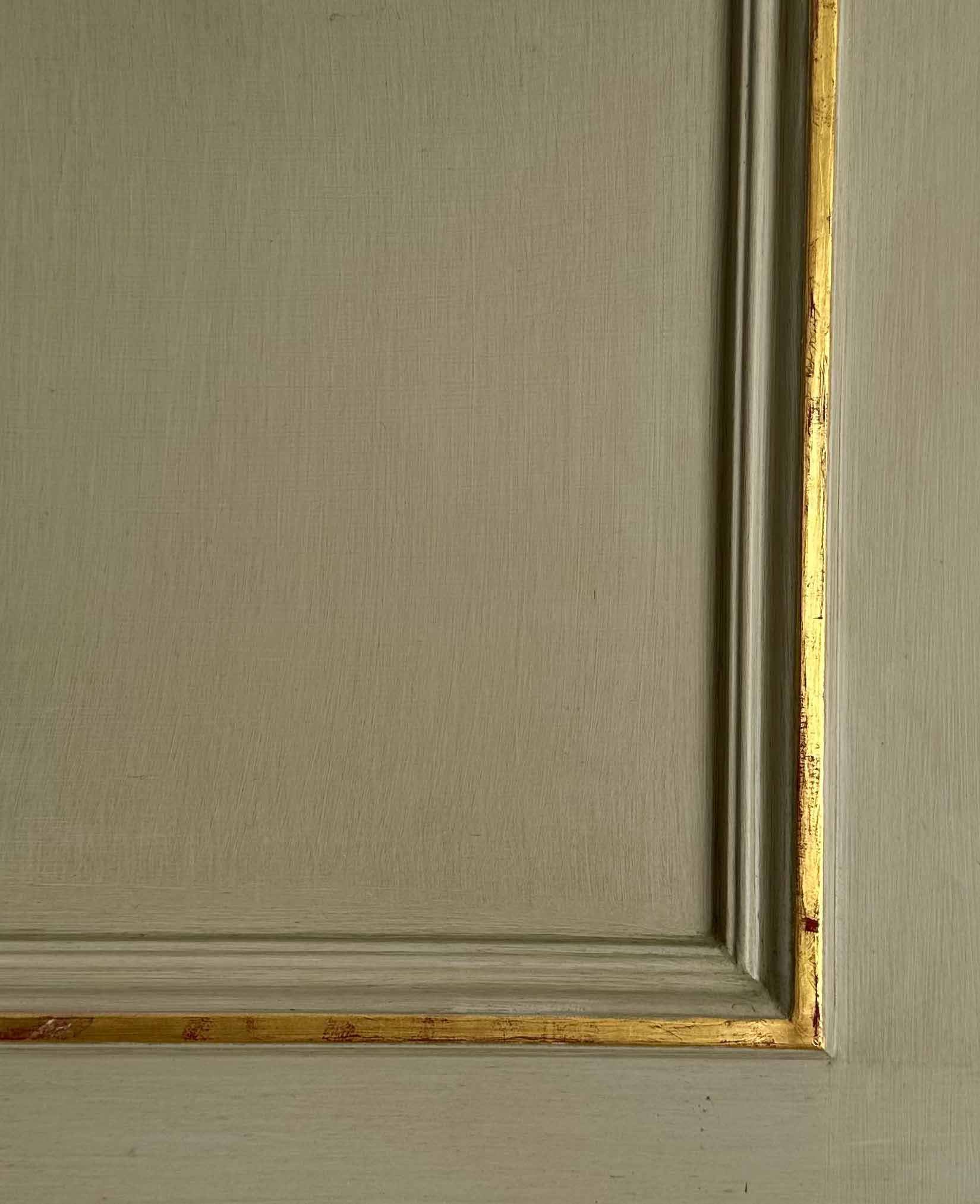 Gold Leaf Distressed, Red Rub Through in Situ